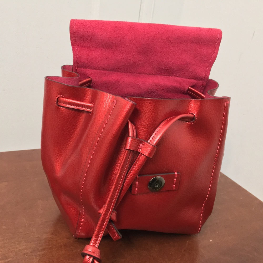 Coach Red Metallic Derby Backpack Pebble Leather Brand new with tag . - Picture 8 of 15